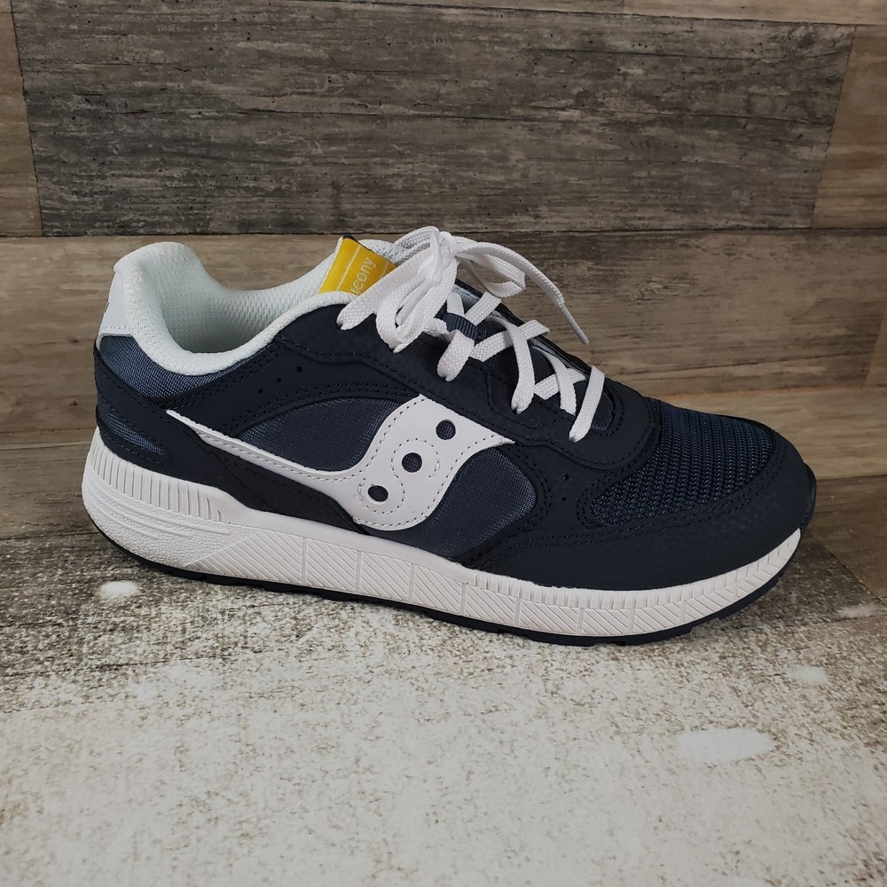 Saucony Eclipse KDZ Kids Shoes Sz 3 W Navy White Leather Mesh Lace Up Sneakers